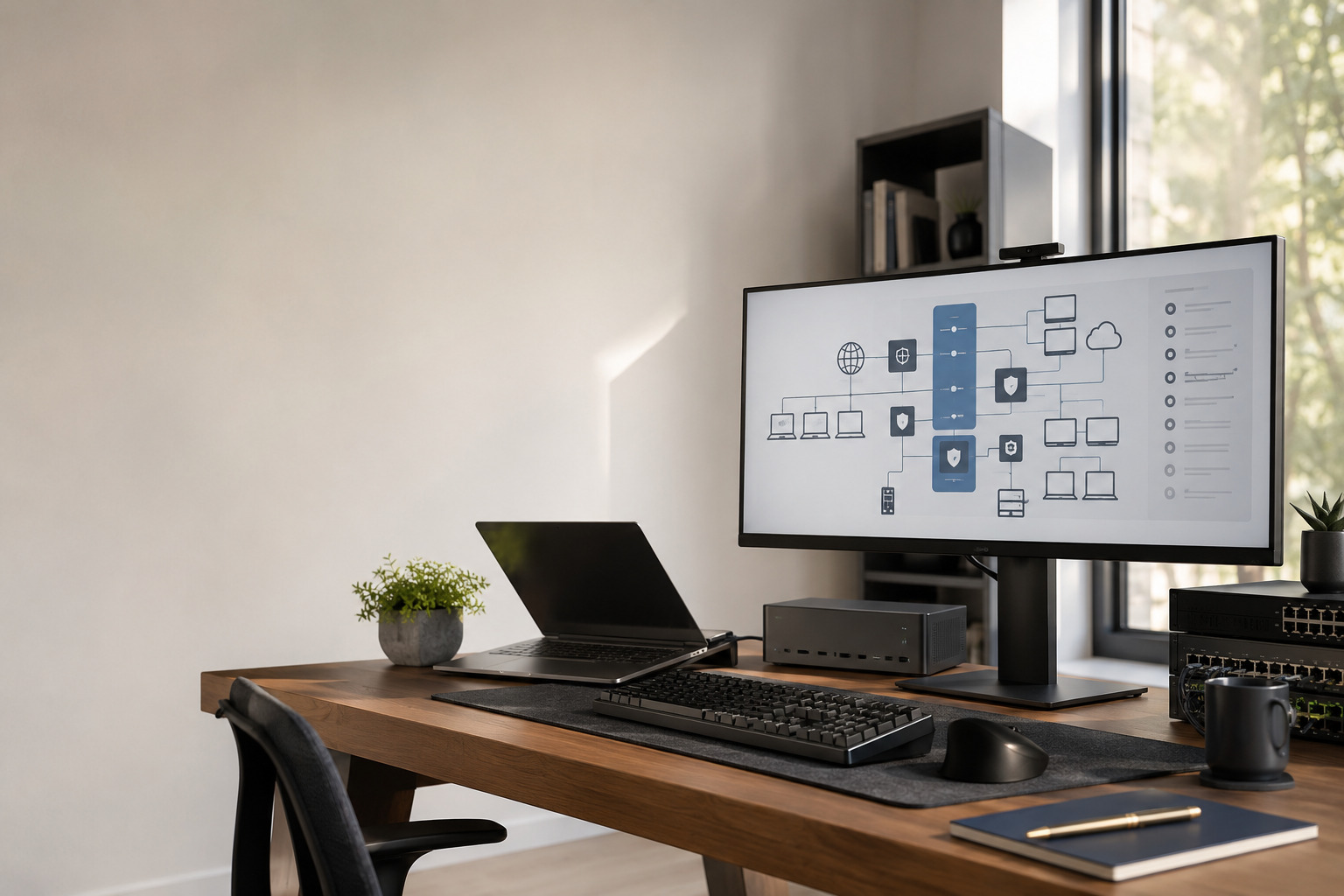 Professional enterprise IT engineering workspace
